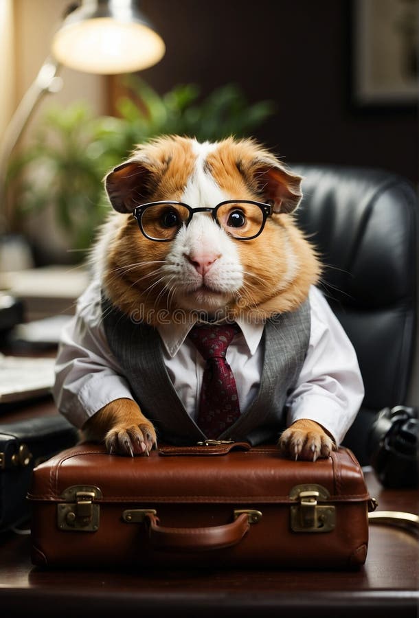 Whimsical Wildlife at Work Series the Guinea Pig Stock Photo Image