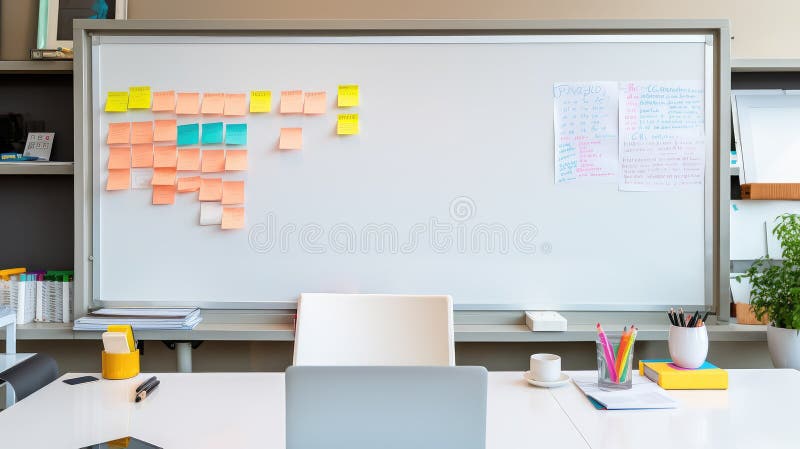 Office blank white board stock illustration