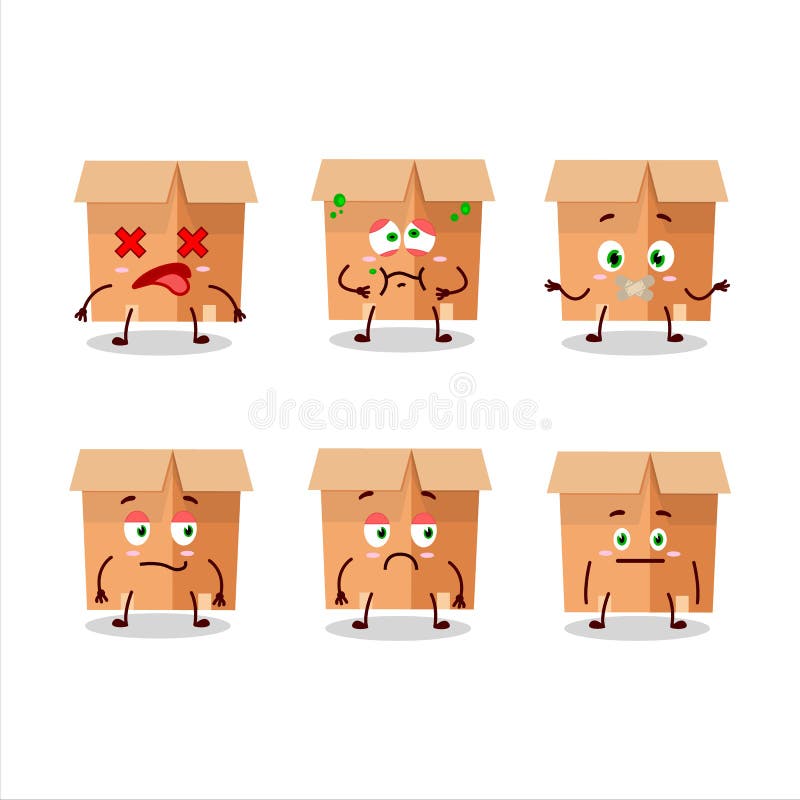 Office Boxes with Paper Cartoon Character with Sad Expression Stock Vector Illustration of