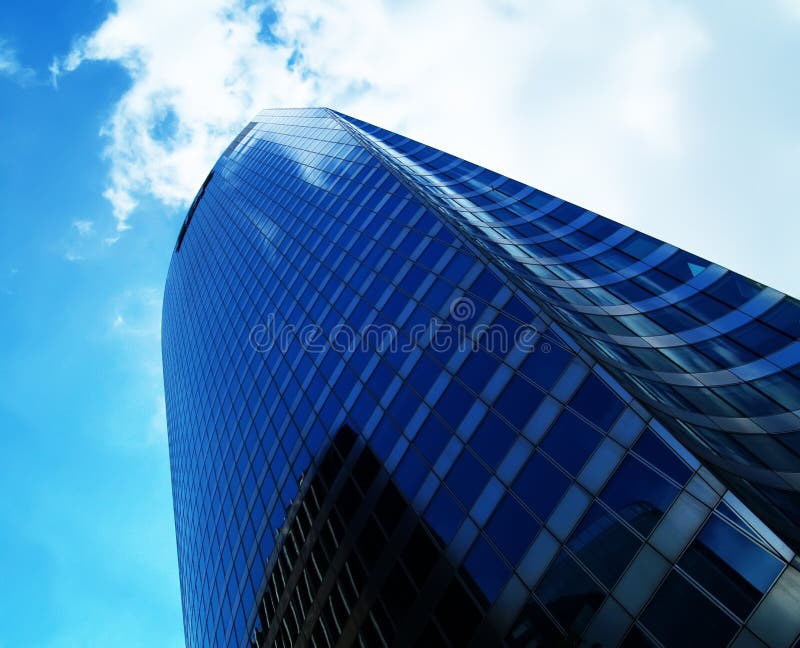 Office building over blue sky