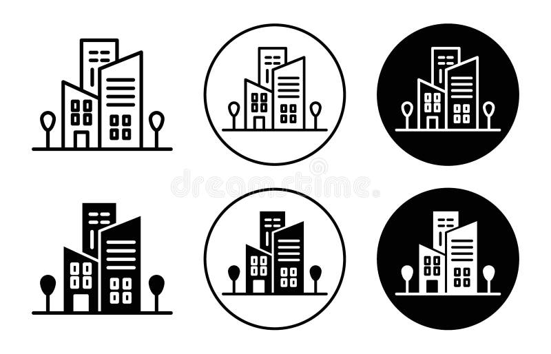 Office Building Icon Outline Flat Icon Stock Illustration