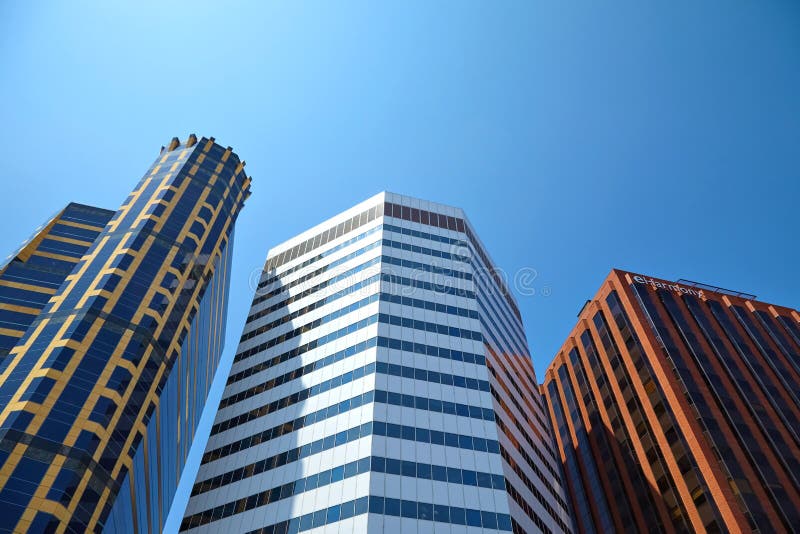 Office building on sky background.