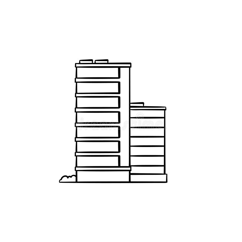 Office Buildings Hand Drawn Outline Doodle Icon. Stock Vector ...