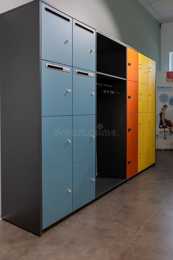 Office with Colorful Doors and an Integrated Wardrobe Stock Image Image of icons