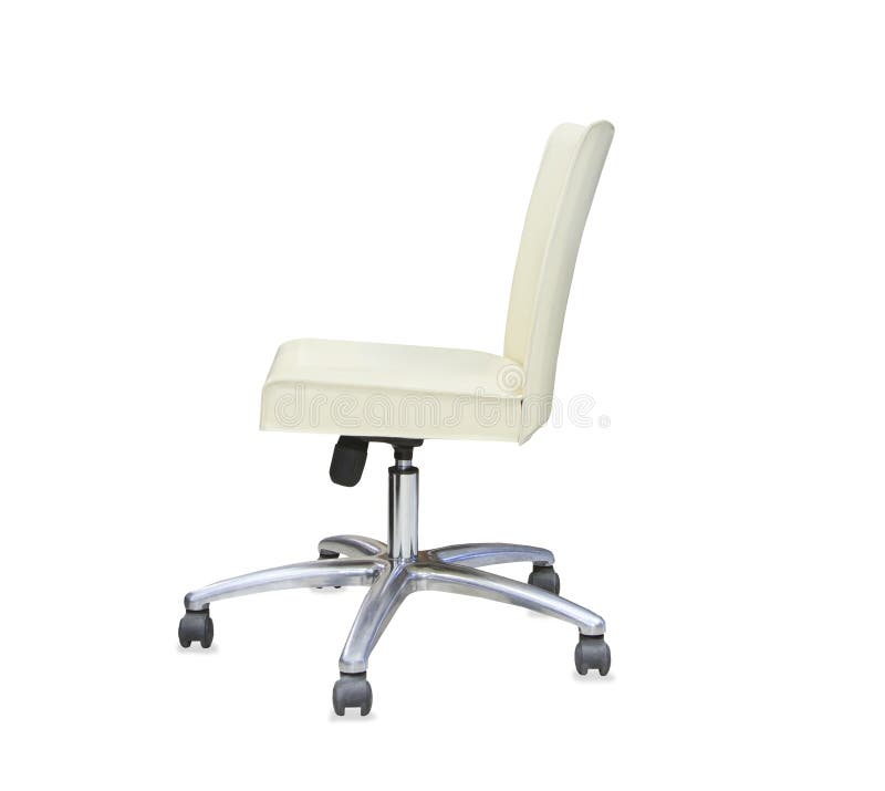 Office Chair from Beige Leather. Isolated Stock Photo Image of