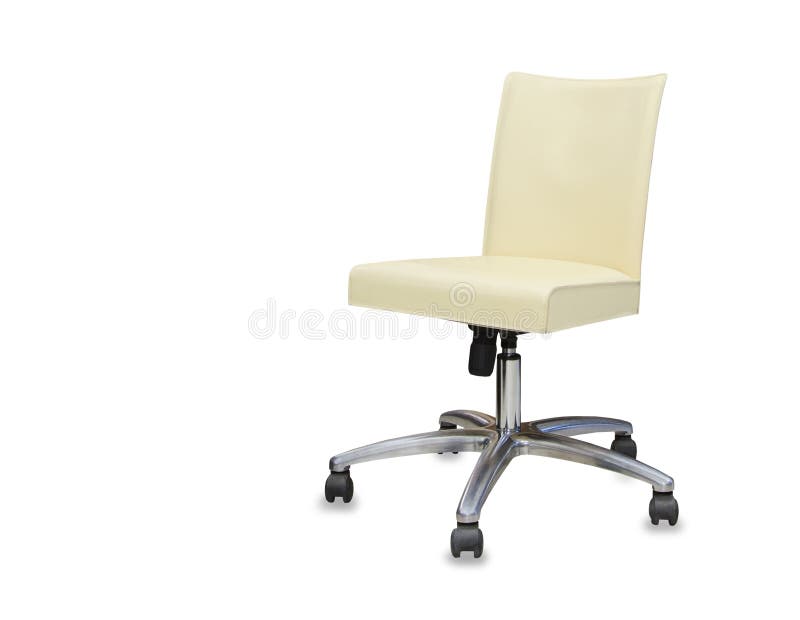 Office Chair from Beige Leather. Isolated Stock Photo Image of beige