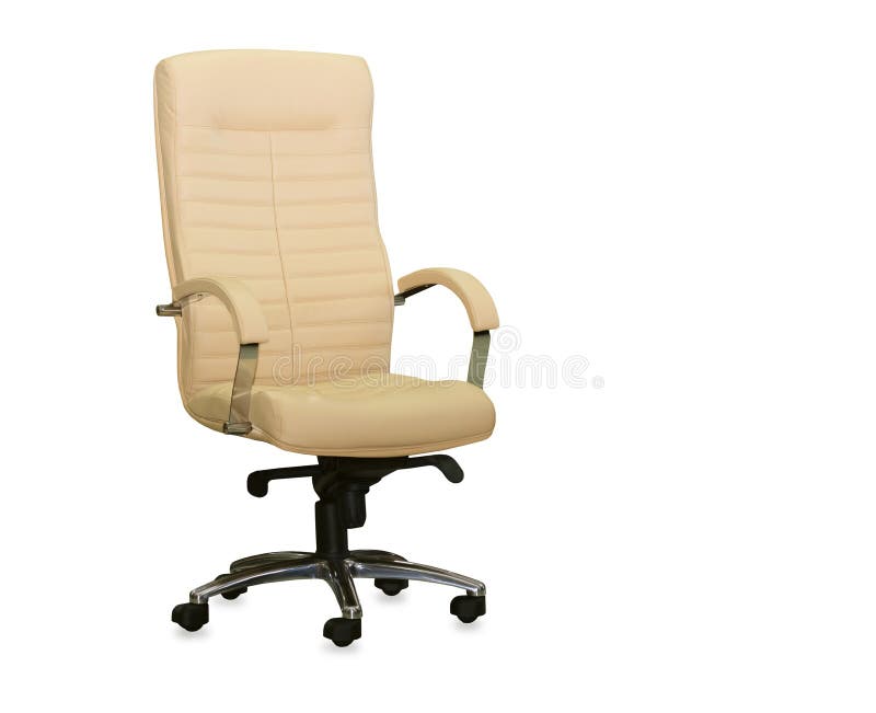 Office Chair from Beige Leather. Isolated Stock Image - Image of ...