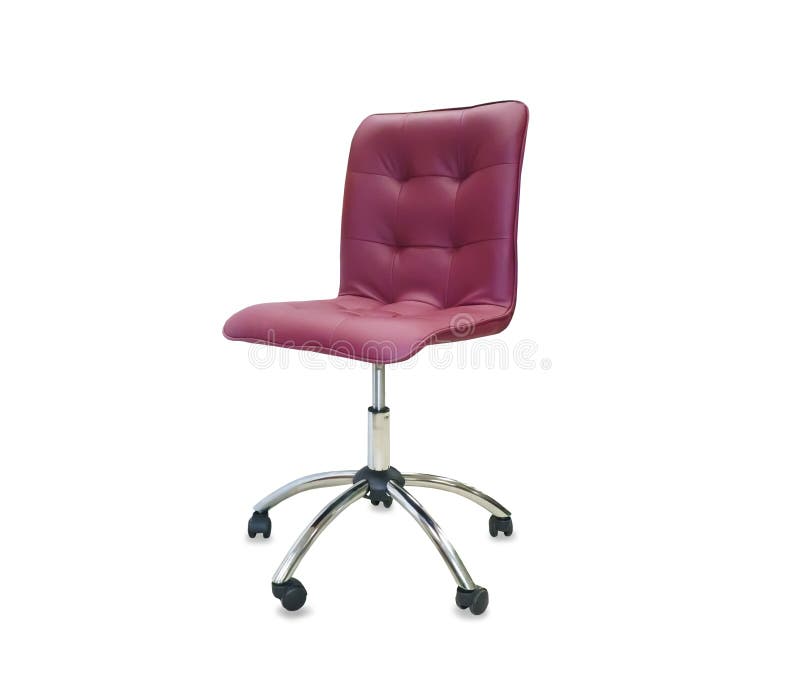Office Chair from Red Leather. Isolated Stock Photo Image of business
