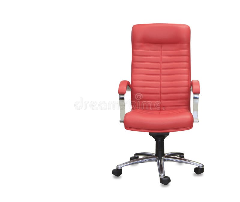 Office Chair from Red Leather. Isolated Stock Photo Image of chair