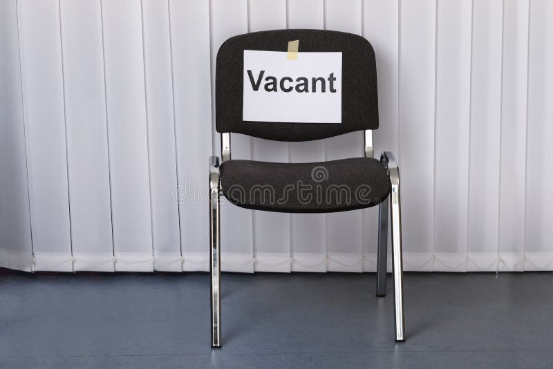Office Chair with a Vacant Sign Stock Image Image of recruitment