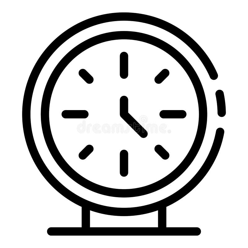 Office Clock Icon, Outline Style Stock Vector Illustration of numeral