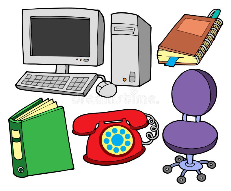 Office collection on white backgound - vector illustration.