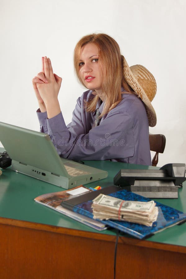 Business cowgirl at the office. Business cowgirl at the office