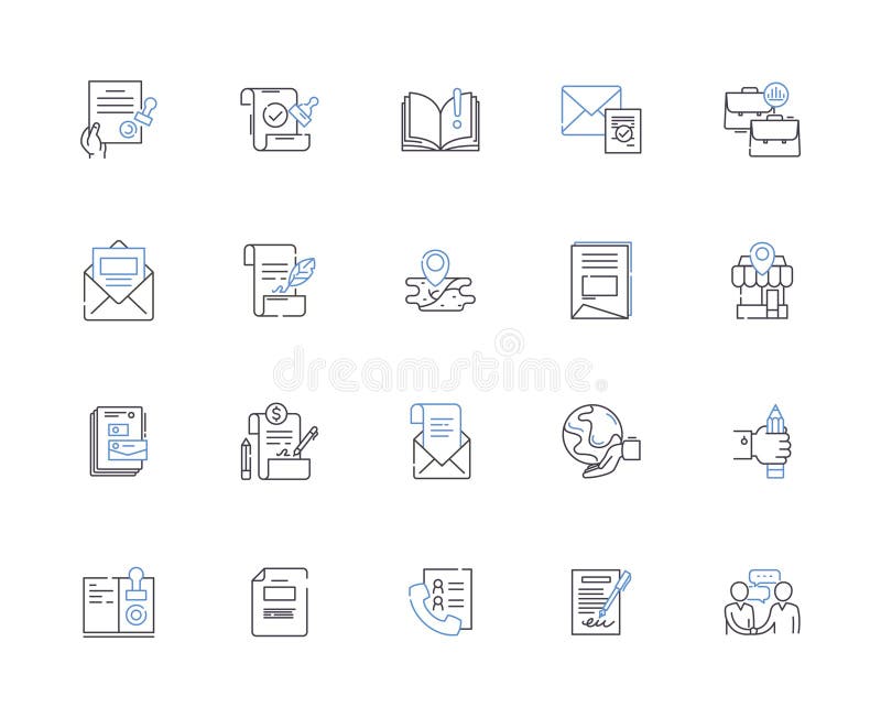 Office design outline icons collection. Office, Design, Interior, Decoration, Layout, Arrangement, Architecture vector stock illustration