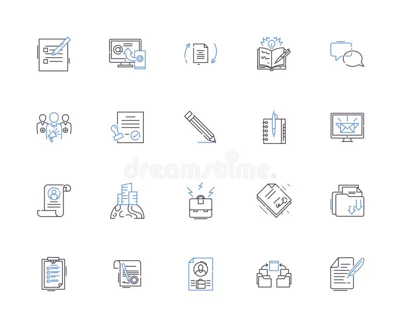 Office design outline icons collection. Office, Design, Interior, Decoration, Layout, Arrangement, Architecture vector vector illustration