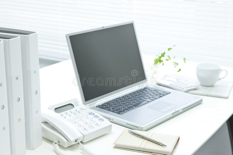 Office desk stock photo. Image of work, note, white, computer 11676778