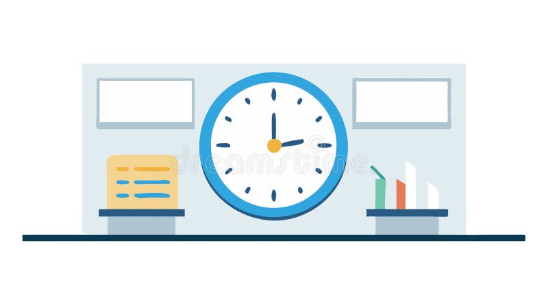Office-Desk mit Clock Time Management Workspace Vector Art Vektordesign Generative AI lizenzfreie abbildung