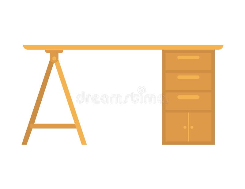 Office Desk with White Background Stock Vector Illustration of