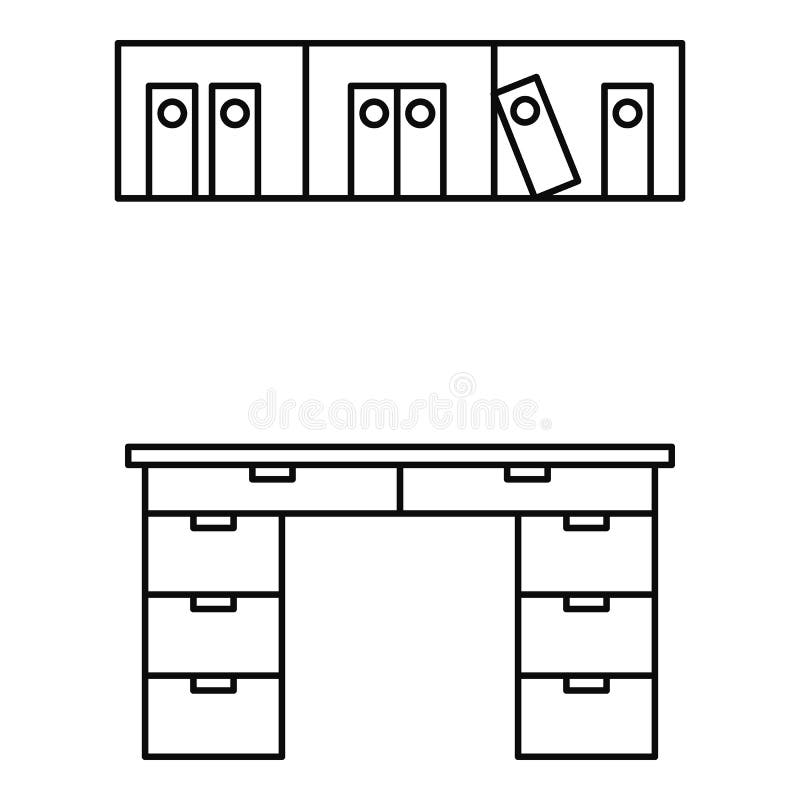 Office Desktop Icon, Outline Style Stock Illustration - Illustration of