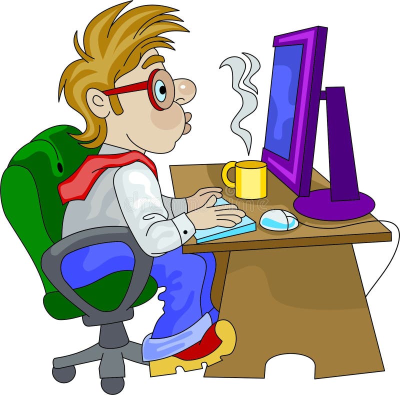 Working on computer stock vector. Illustration of work - 13858735