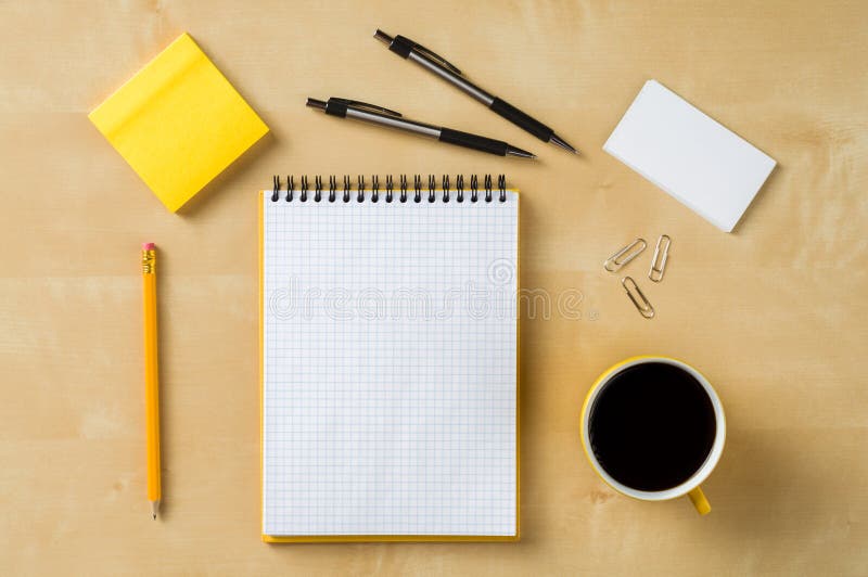 Office equipment on table stock photos