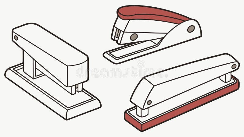Office Essentials: Stapler and Hole Punch, Desk Accessories, vector design Generative AI stock illustration