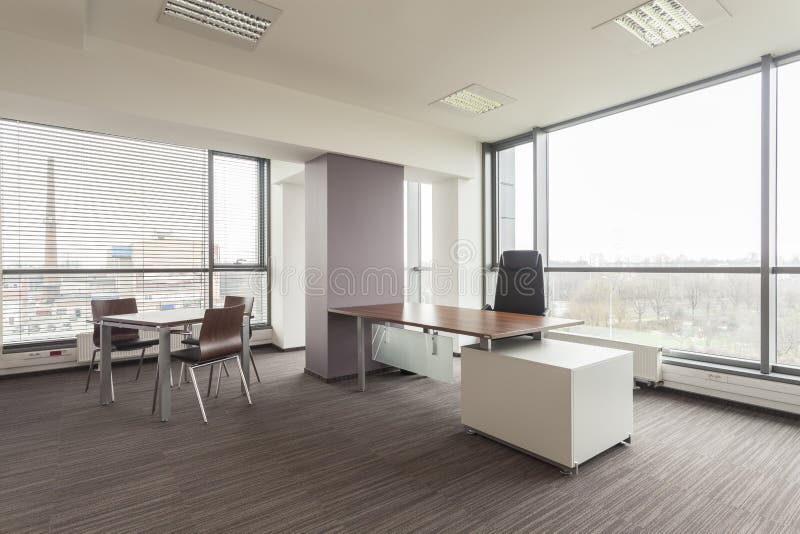Modern Office with White Furniture Stock Photo Image of high, design