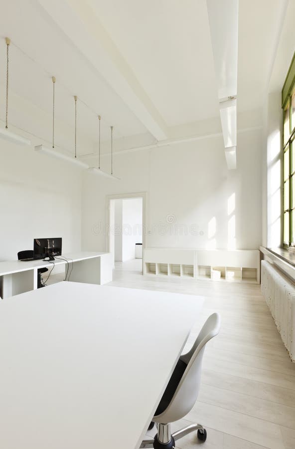 Office with Furniture White Stock Image Image of indoors, wide 26752057