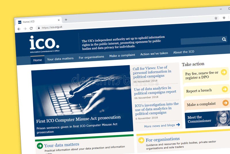 Office ICO de la información de la comisión el Reino Unido U K homepage del sitio web