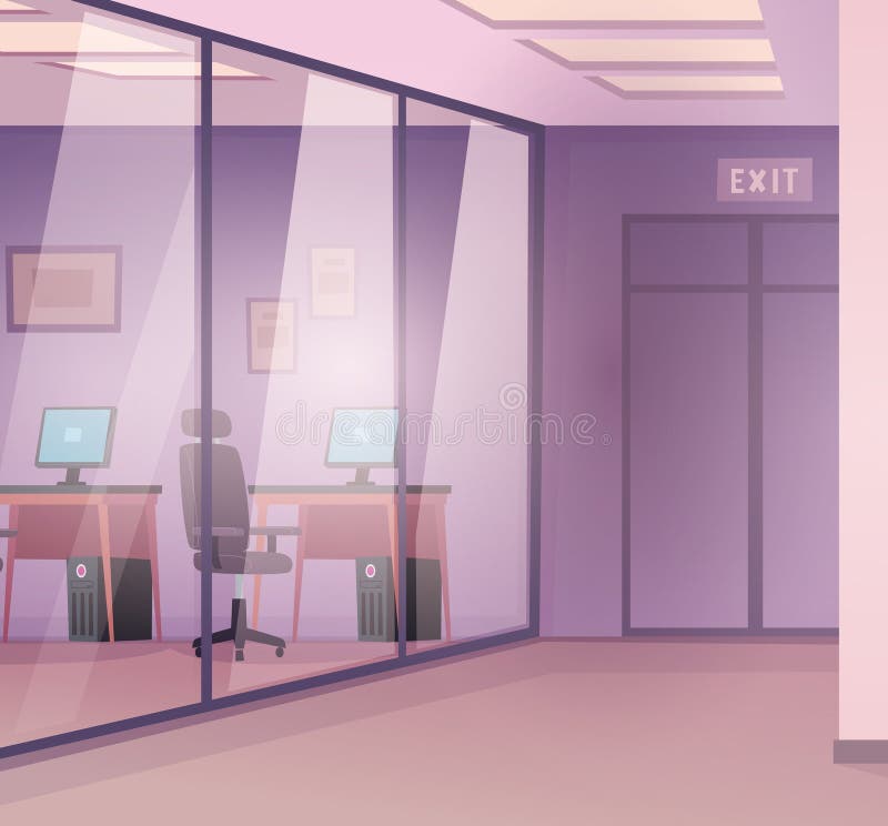 Office interior. open space workplaces. vector background of business center stock illustration