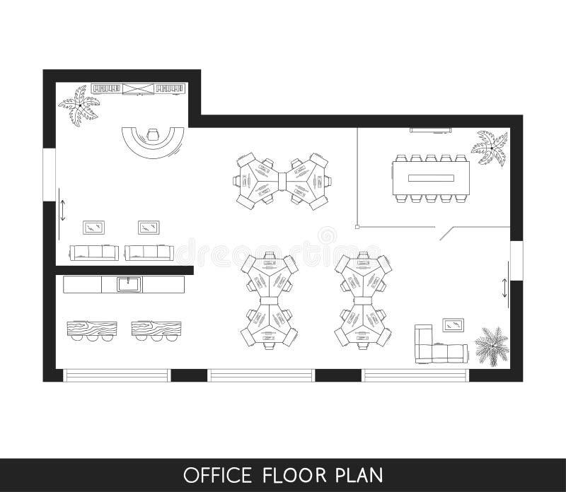 Office Interior Project Top View Plan Stock Vector - Illustration of ...