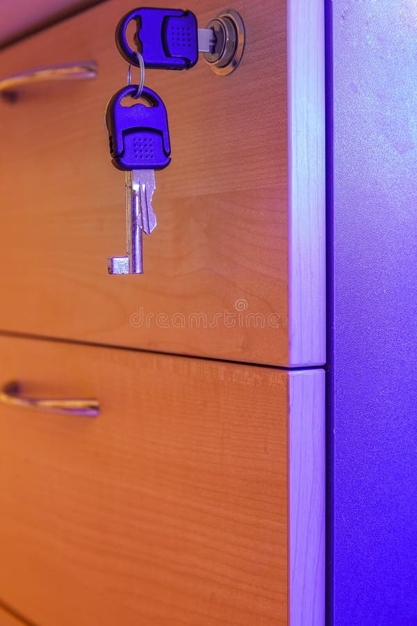 Key in Office Lock Copy Space. Stock Photo Image of keys