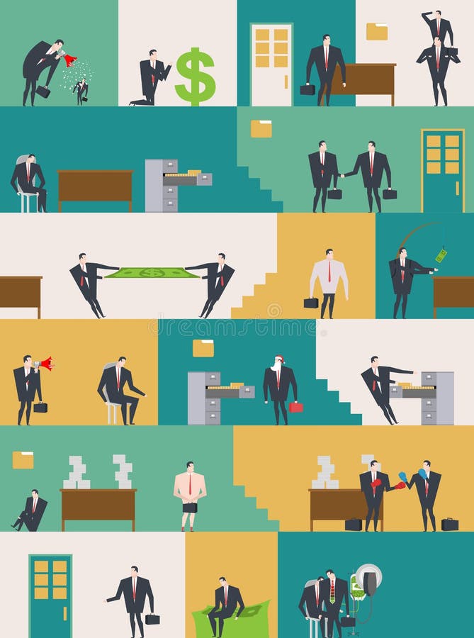 Office life pattern. Corporate background. Managers in workplace royalty free illustration