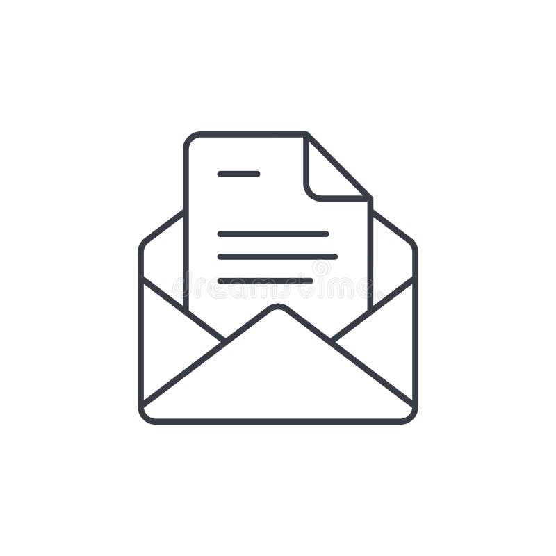 Office mail, open envelope, email thin line icon. Linear vector symbol royalty free illustration