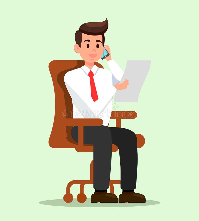 Office Man Talking on Phone Flat Illustration Stock Vector - Illustration  of busy, document: 142565891