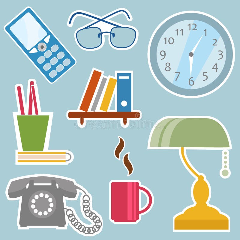 Office objects vector illustration