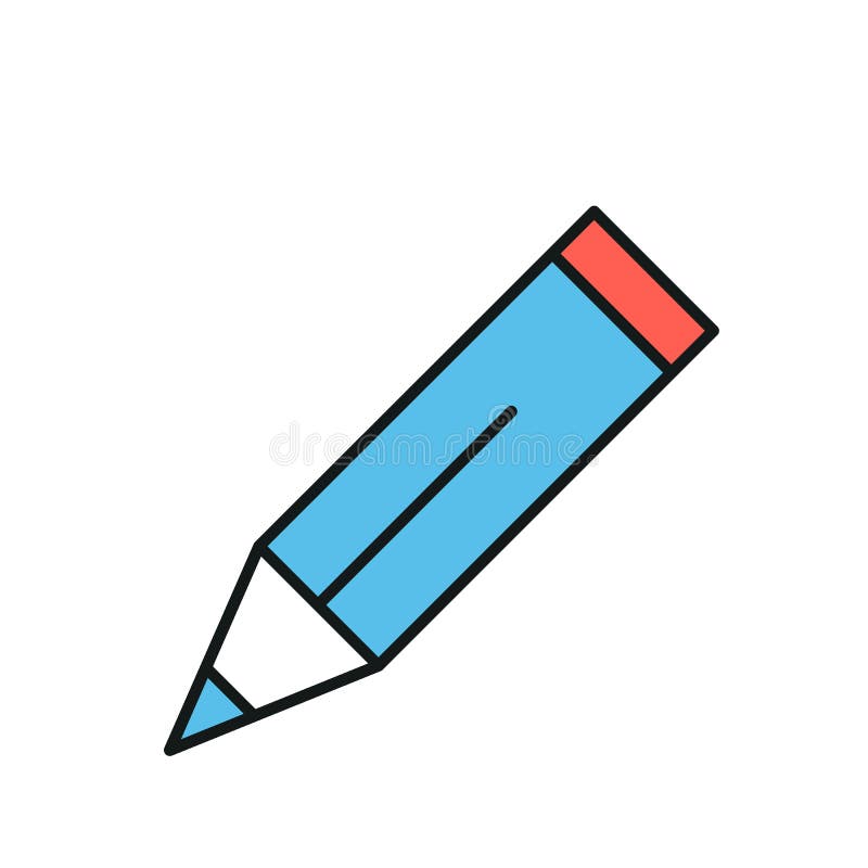 Office Pencil thin line icon. Color stock illustration