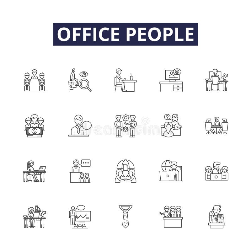 Office People Line Vector Icons and Signs. Office, People, Teamwork