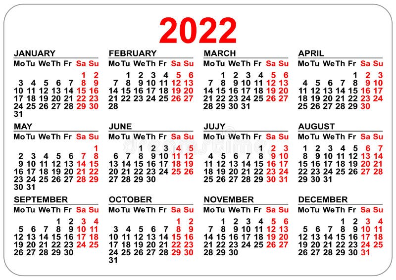 Office pocket calendar 2022 year template horizontal orientation