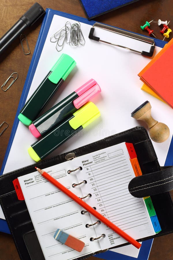 Office stationery stock image. Image of scissors, stapler 14065847