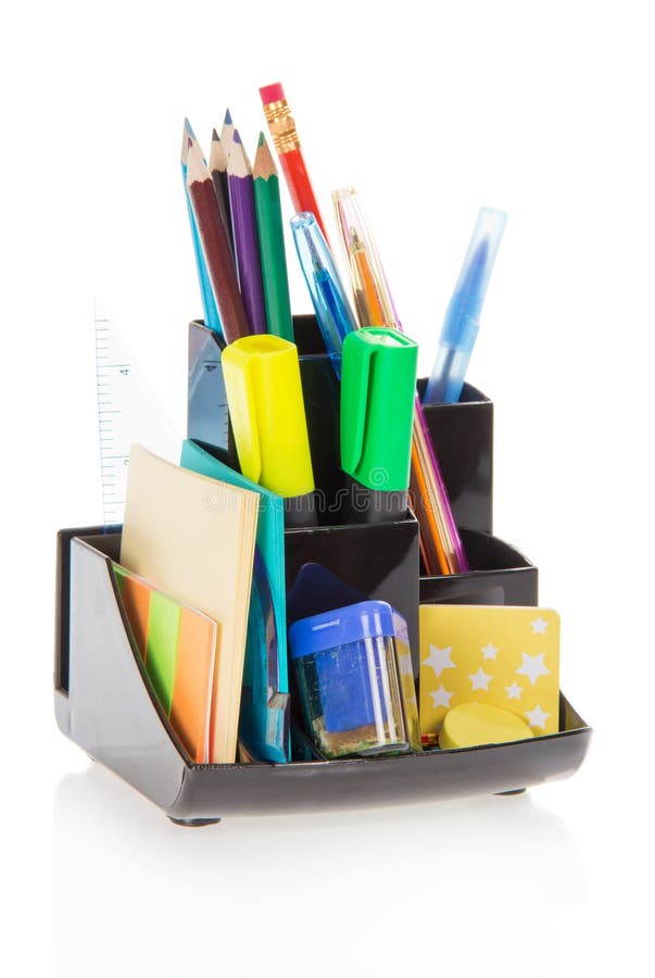 Office Supplies in a Support and Organizer Stock Photo Image of