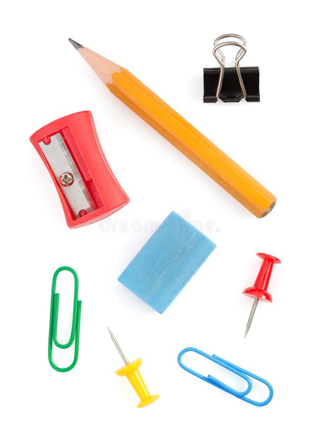 Office Supplies at White Background Stock Image Image of design