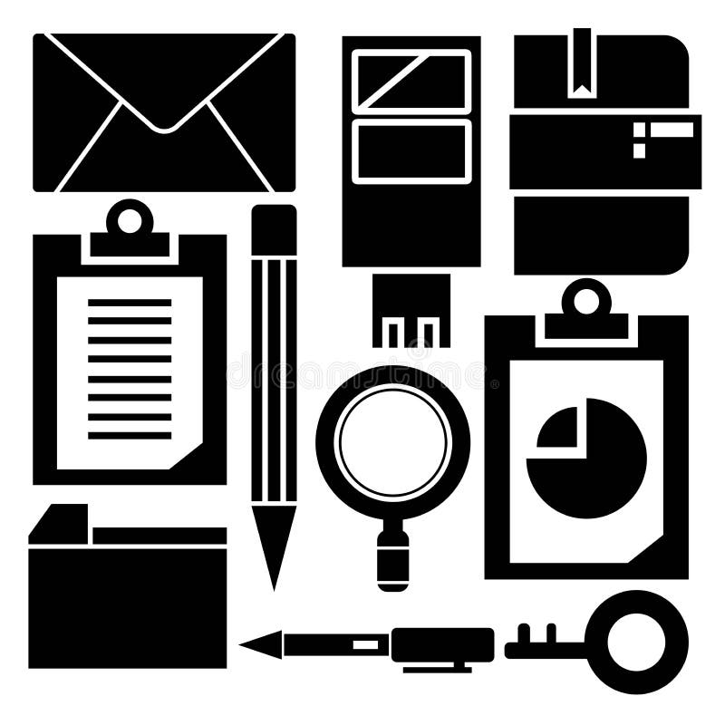 Office supply icons stock illustration. Illustration of stationaicons