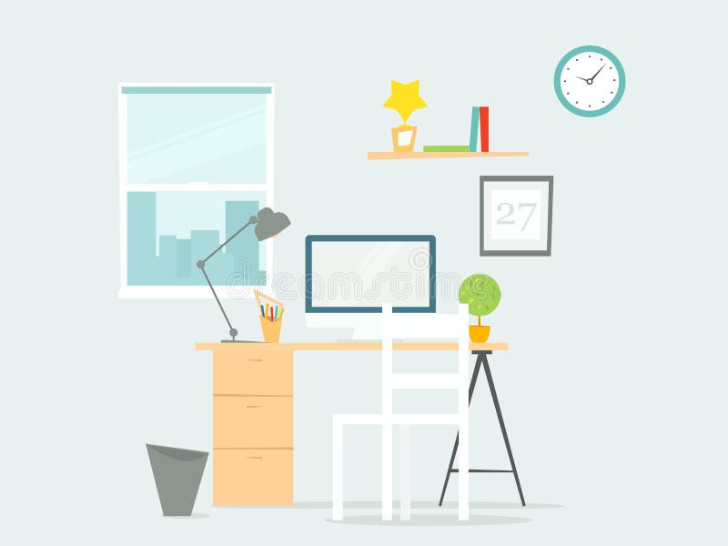 Office table front view stock vector. Illustration of cabinet - 90951913