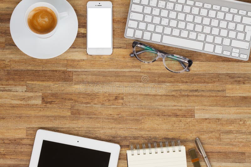 Office table with gusgets and supplies