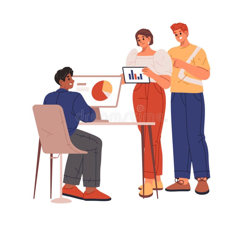 Office team working together on project stock illustration