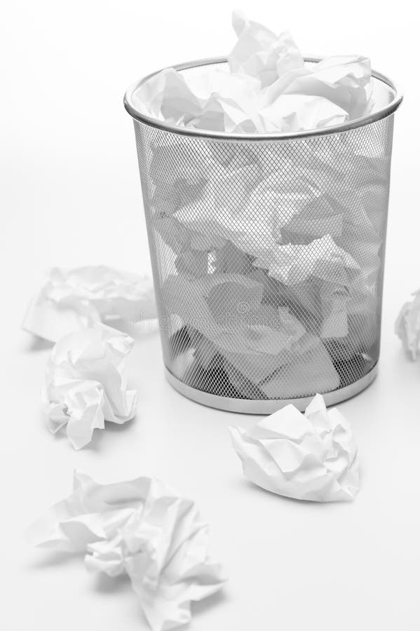 Office Trash Bin Full of Paper Waste Stock Photo Image of basket