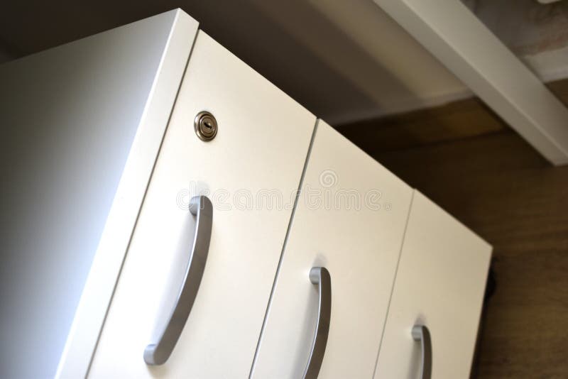 Office White with Storage Compartments Stock Photo Image of