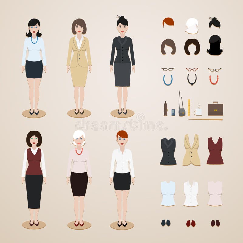 Office women set stock illustration