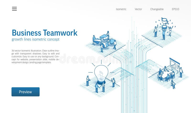 Office work process, partner meeting isometric line icon illustr vector illustration